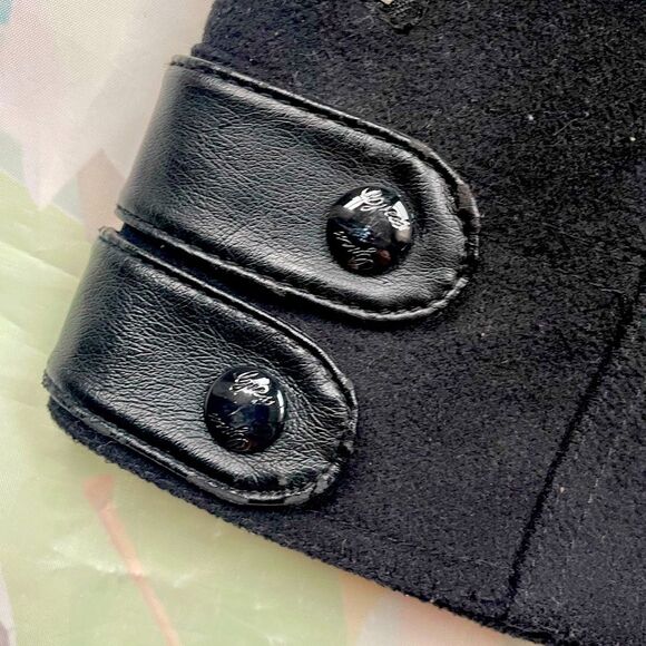 1981 Guess Faux Leather Moto Jacket Womens Size M Zip up Black Silver Zip Lin… - Picture 6 of 16